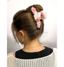 Заколка крабик краб для волос пушистый плюшевый Hello Kitty
