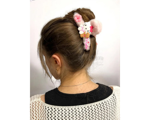 Заколка крабик краб для волос пушистый плюшевый Hello Kitty