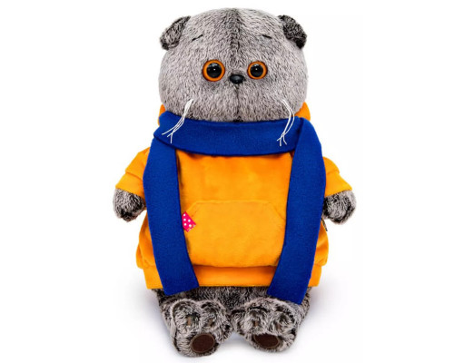 Мягкая игрушка Кот Басик в толстовке с шарфом 25 см Ks25-208