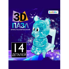 Пазл 3D кристаллический Мышка, 14 деталей, цвет синий