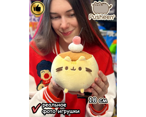 Мягкая игрушка Пушин Кот Кэт плюшевый котик с вишенкой