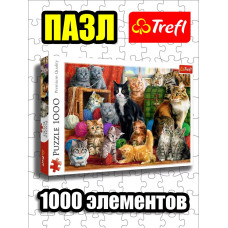 Пазлы для детей и взрослого 1000 элементов Кошачья встреча