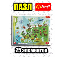 Пазлы для детей 3 4 лет 25 элементов в рамке Животные Европы