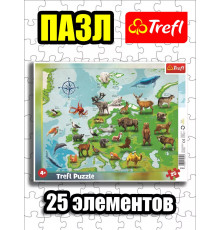 Пазлы для детей 3 4 лет 25 элементов в рамке Животные Европы