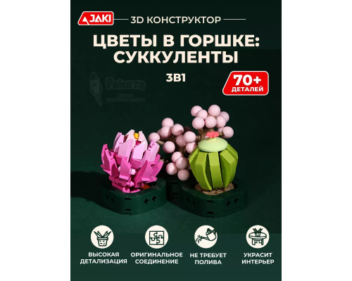3Д конструктор Цветы в горшке: суккуленты