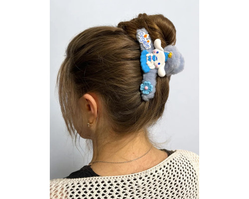 Заколка крабик краб для волос пушистый плюшевый Hello Kitty