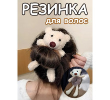Резинка для волос пушистая детская женская мишка