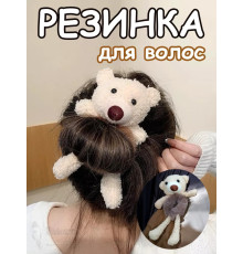 Резинка для волос пушистая детская женская мишка