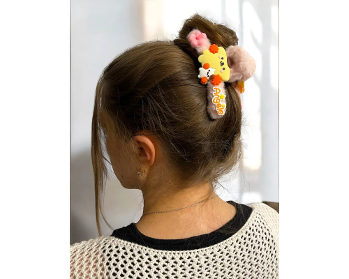 Заколка крабик краб для волос пушистый плюшевый Hello Kitty