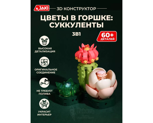 3Д конструктор Цветы в горшке: суккуленты