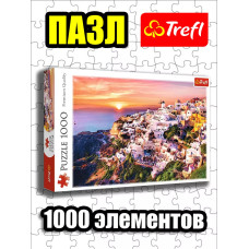Пазлы для детей и взрослого 1000 элементов Закат в Санторини