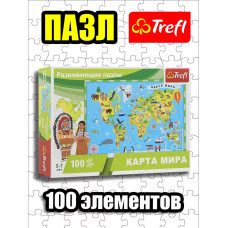 Пазлы для детей 5 6 7 лет 100 элементов Карта мира