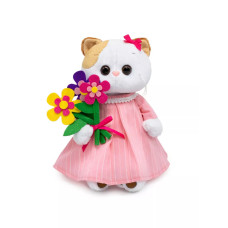 Мягкая игрушка Кошечка Ли Ли в платье и с букетом 24 см