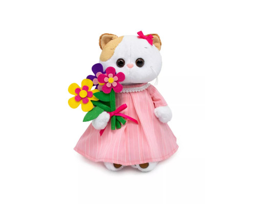 Мягкая игрушка Кошечка Ли Ли в платье и с букетом 24 см
