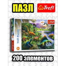 Пазлы для детей 5 6 7 лет 200 элементов Хищные динозавры