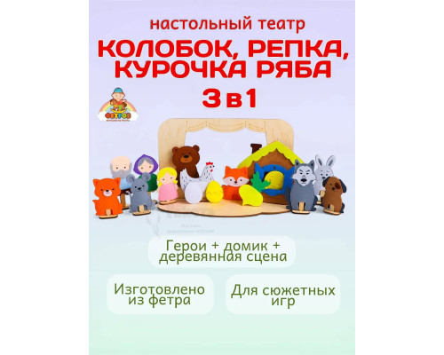 Настольный театр для детей Репка Колобок Курочка Ряба