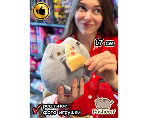 Мягкая игрушка Пушин Кот Кэт плюшевый котик с пиццей