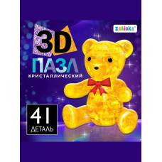Пазл 3D кристаллический Мишка, 41 деталь, цвет розовый